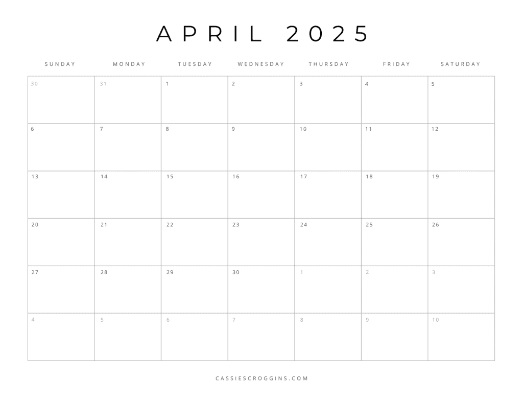 δωρεάν πρότυπο ημερολογίου Απριλίου 2025