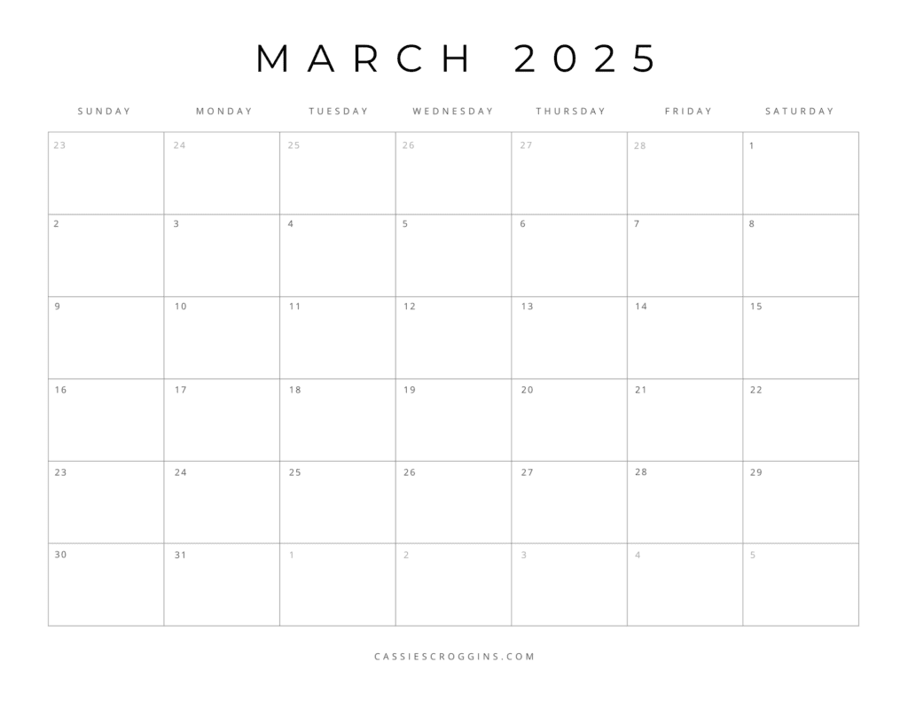 δωρεάν πρότυπο ημερολογίου Μαρτίου 2025